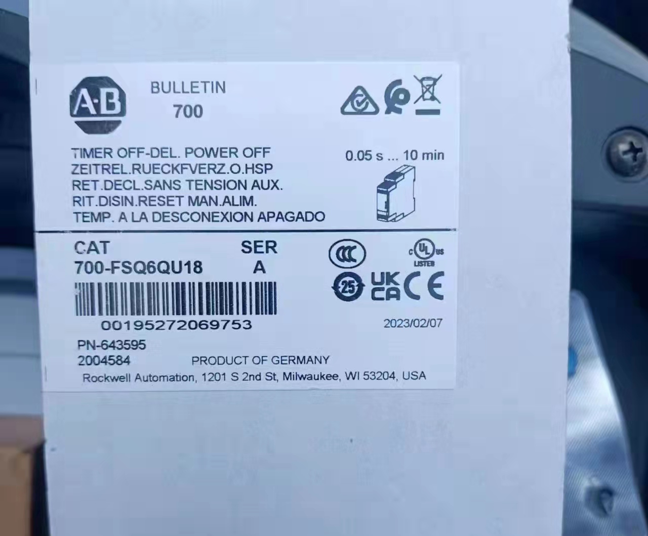 Allen-Bradley CAT 700-FSQ6QU18