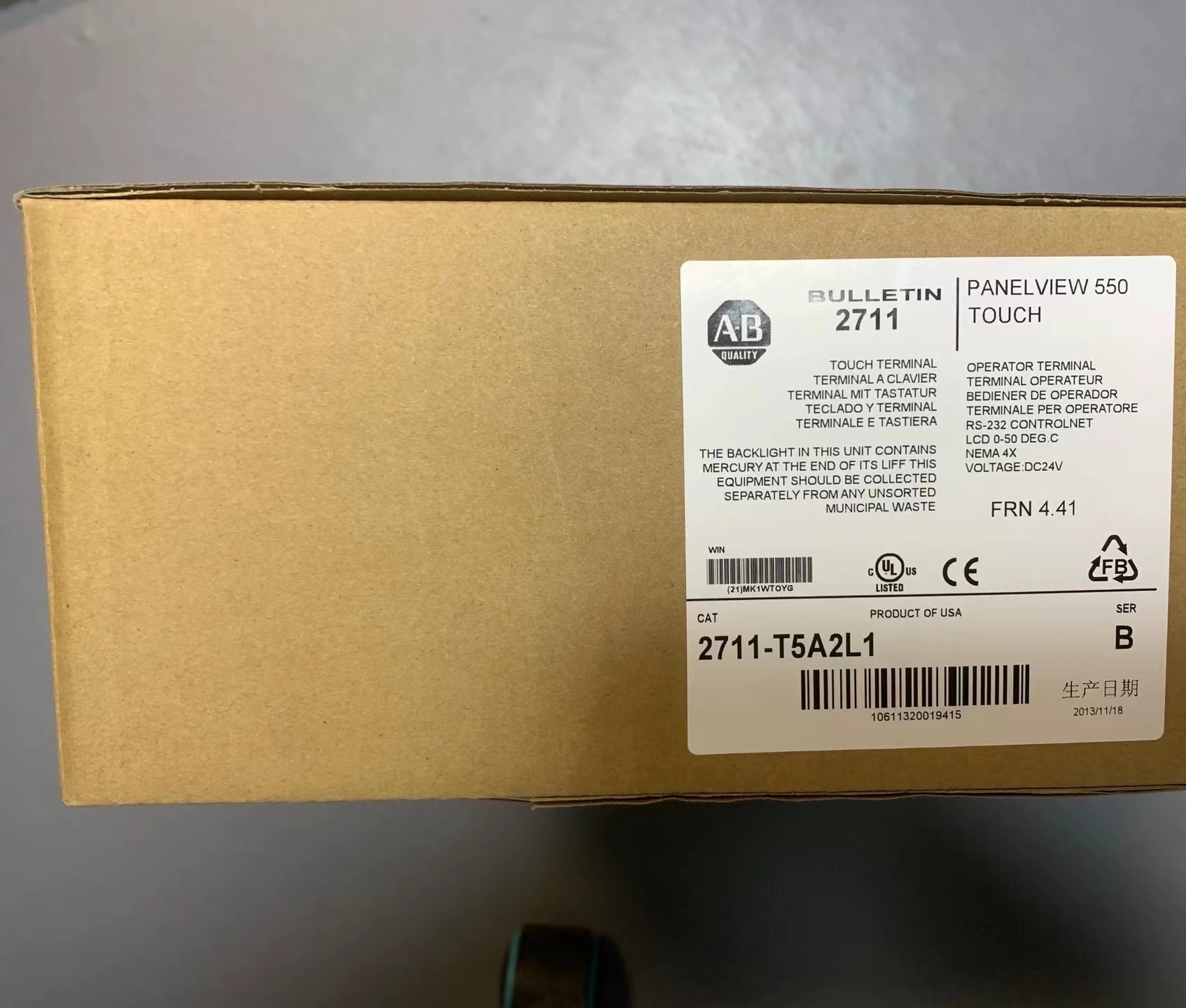 ALLEN-BRADLEY PANEL VIEW 550 TOUCH 2711-T5A10L1